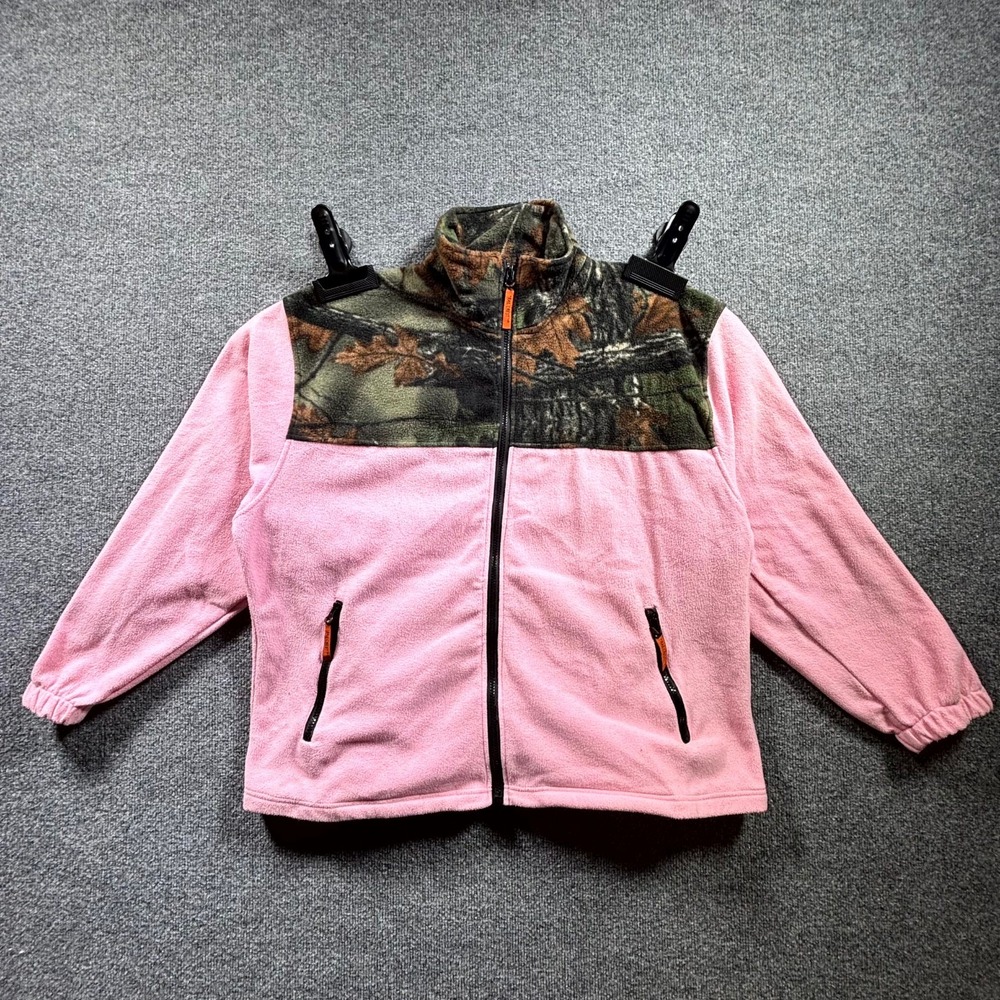 Trail Crest Fleece Jacket Women's XL Pink Camouflage Mock Neck Full Zip Outdoor